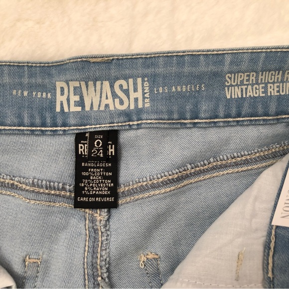 REWASH SIZE 24 SUPER HIGH RISE BOYFRIEND DENIM SHORTS VINTAGE REUNION NWT - Picture 6 of 14